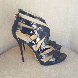 Jimmy Choo Navy Patent Leather Collar Pumps